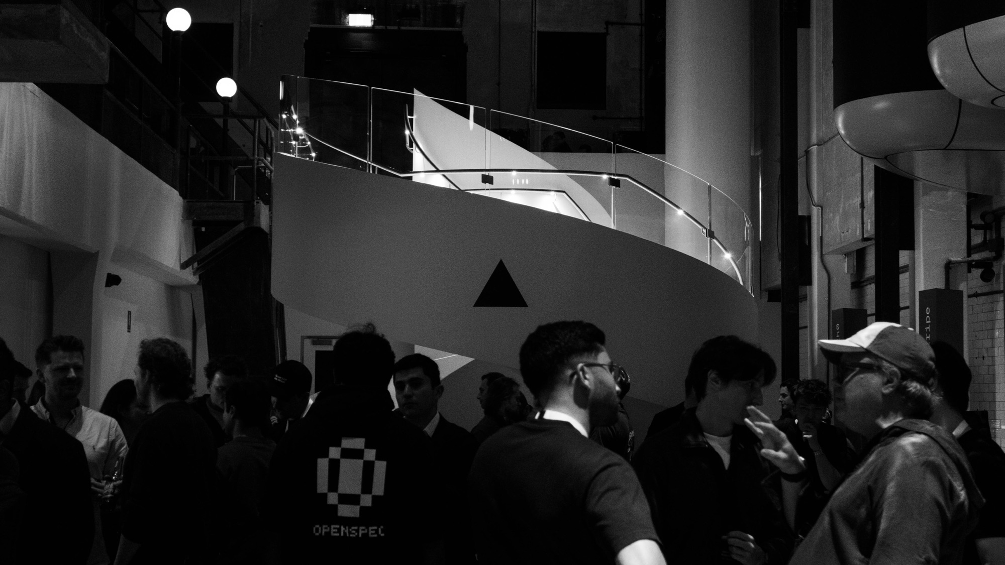 Night one. A few hundred people under the staircase.